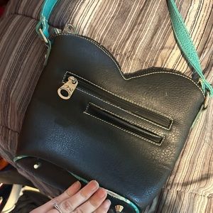 Blue and black cross body purse